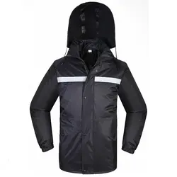 Мужская Черная непромокаемая куртка с отражающей лентой из полиэстера черная непромокаемая куртка Непромокаемая Куртка парка Бесплатная