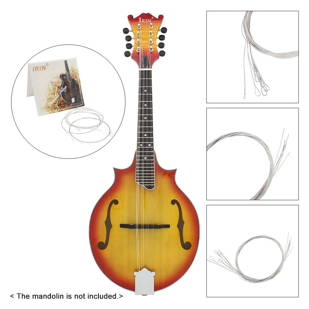 

High-quality Mandolin Strings 8 pcs String Plated Steel Silver-plated Copper Alloy Wound, Full Set (E-A-D-G) 8 pcs/set