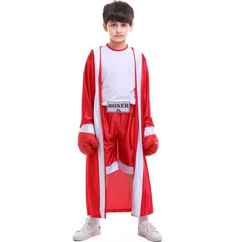 

Boys boxing cosplay costume Halloween for kids Red Blue Boxer Cos Boxing Match Dress Up Costumes Party Role play
