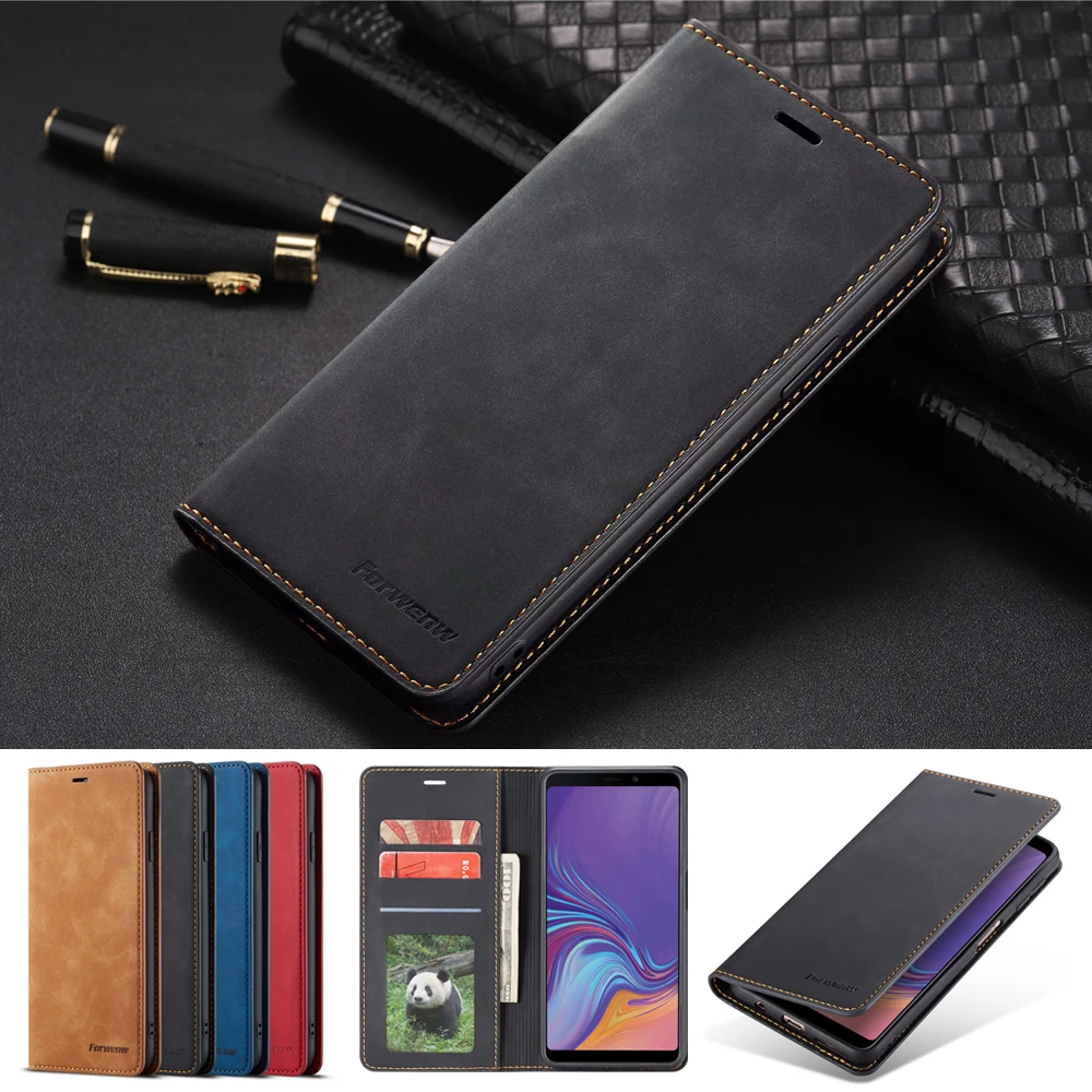 Роскошный кожаный флип-чехол для Samsung Galaxy S9 S8 S10 5G S10E J4 J6 Plus A50 A60 A70 A30 Note9 A6 A7 A8 2018