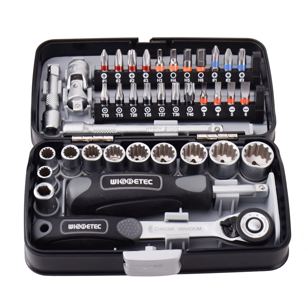

Meterk 38pcs Mini Ratchet Wrench Set 1/4" Socket Screw Bits Set Tools Kit Bike Maintenance Repair Tool