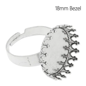 

20 PCS Antique Silver Round Cabochon Adjustable Rings Settings, Filigree Edage Bezel Ring Blanks for 18 mm Cabochon-C4684