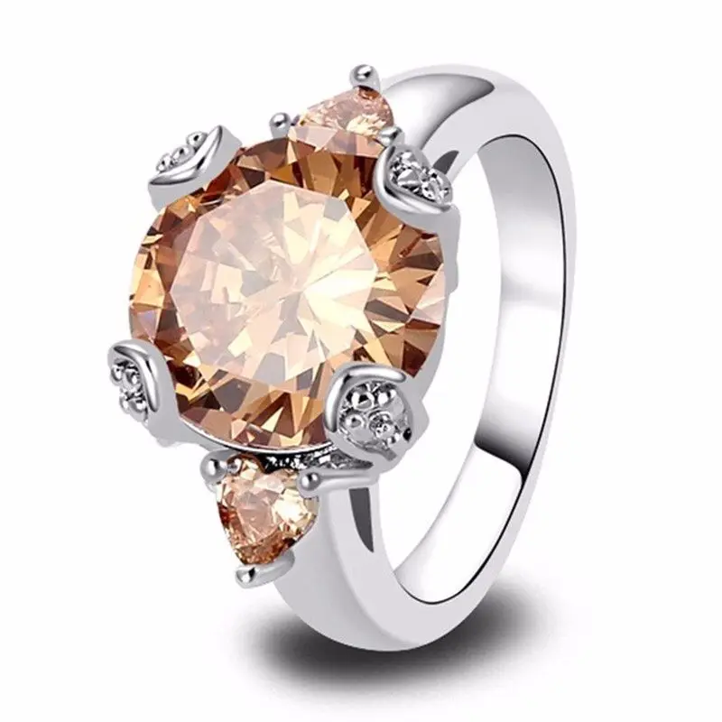

Elegant Fashion Jewelry Rings Champagne Zirconia Promise Rings Wedding Engagement for Women Bijoux Femme Anniversary Rings Gifts