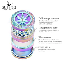 Тип станка с цинковый сплав 4-слойный измельчитель табака, ice blue Модный узор в виде кленового листа измельчитель табака, много размеров, расширители тоннелей, бижутерия для выбора