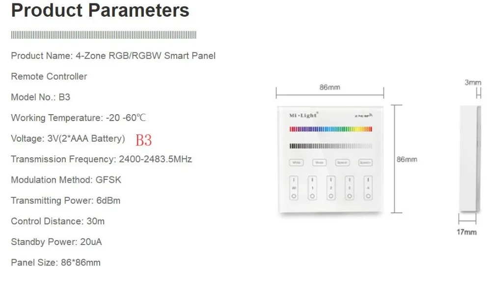 Milight B0 B1 B2 B3 B4 B8 4-Zone 8 Zone 2,4 GHz беспроводная wifi Сенсорная панель диммер/RGBW/RGB+ CCT светодиодный умный пульт дистанционного управления