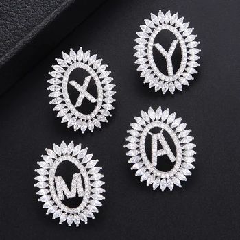 

missvikki X Y M A Letter Shape Stud Earrings New 2019 Trendy Handmade Full Cubic Zirconia Prevent allergy