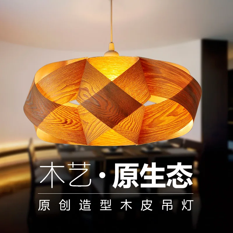 

Asian wood veneer chandeliers with the clubhouse lobby chandelier large non-standard project lamp custom photosynthesis