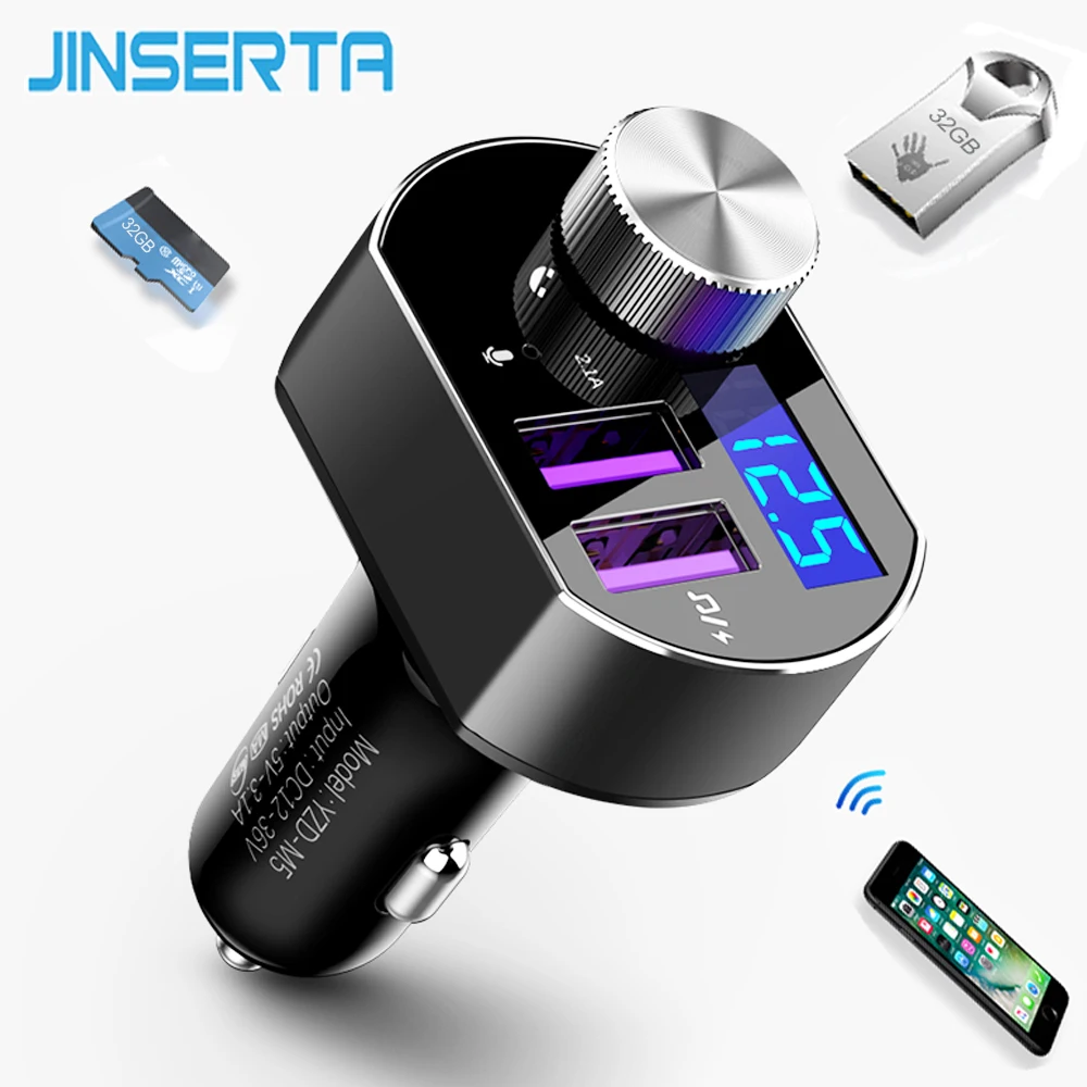 Jinserta Bluetooth fm-передатчик Автомобильный MP3-плеер Поддержка Lossless музыка FLAC Dual USB 5 В 3.1a телефон Зарядное устройство TF USB Reader