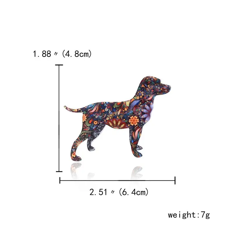 Rinhoo, акриловая брошь с принтом в виде цветов, животных, милых бульдогов, лабрадоров, собак, головок, булавки, ювелирные изделия для женщин, мужчин, броши для костюма, булавки - Окраска металла: Labrador