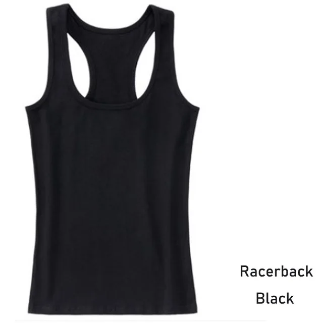 Летний стиль, мягкий хлопок, Женская майка, для фитнеса, сексуальная, без рукавов, Спортивная футболка, элегантная, для девушек, облегающие футболки, уличная одежда, белые майки - Цвет: Racerback-Black