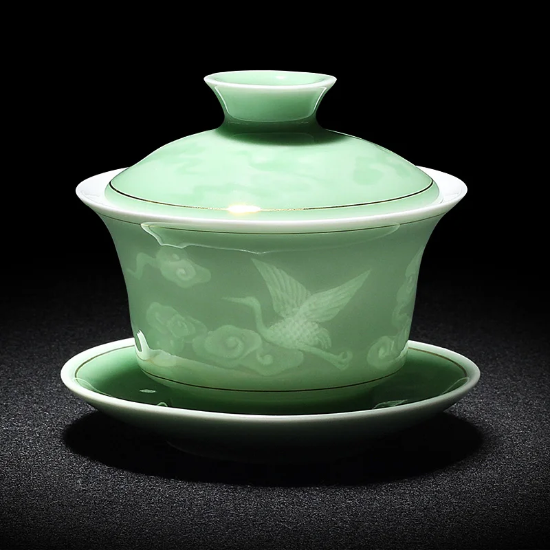 Китайский Gaiwan чайный набор кунг-фу белый керамический гайвань синий и белый фарфор чайная посуда Tureen Sancai чайная чашка для пуэр