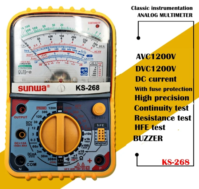 SUNWA KS 268L analog Multimeter,New design, handheld multimeter.ACA/12A