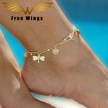 Браслет на ногу Ножной Пляж цепь ювелирных изделий ноги Модные Простые Бабочка Стрекоза ы женщин босиком сандалии ботильоны цепочка ножные браслеты на ногу на лодыжку для ног