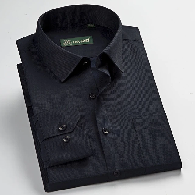 Men's Classic Regular-fit Plain/Striped/Twill Basic Dress Shirts with Pocket Formal Business Long Sleeve Work Office Tops Shirt - Цвет: 5568  Twill