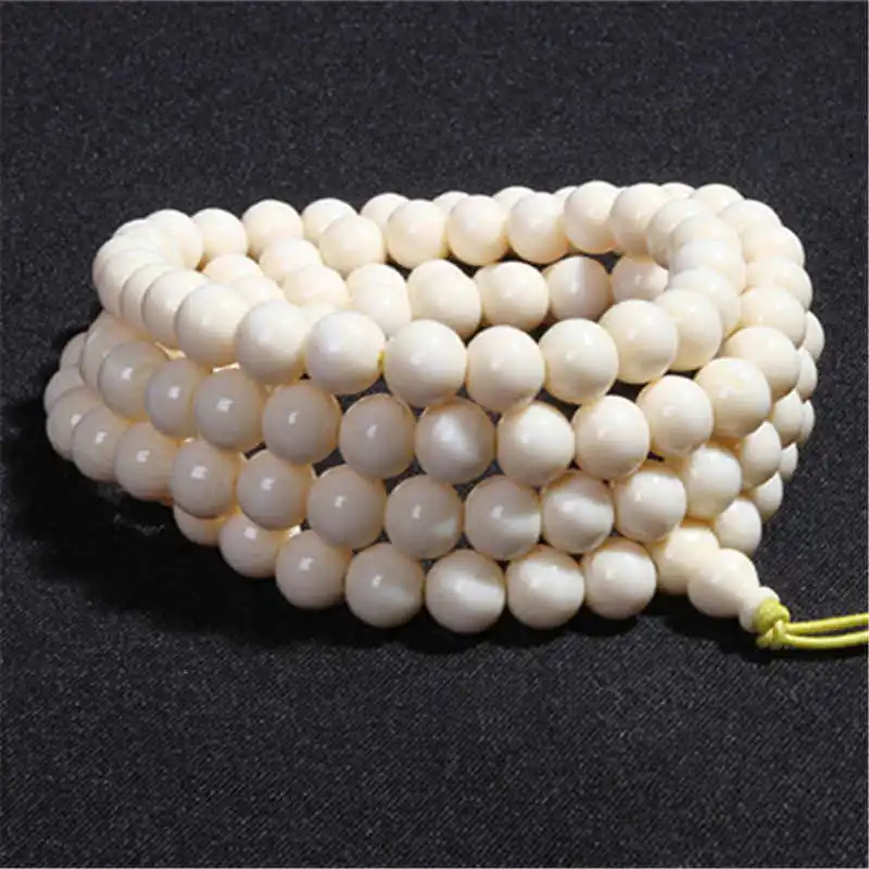 

BRO548 Buddhist 108 Prayer Beads Malas Fake hippo Tooth Fashion Bracelets 6mm