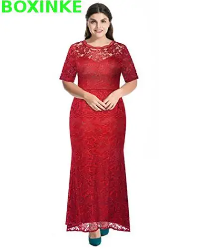 

2019 Women Top Fashion Empire Time-limited Sale Solid Half Regular Long Party Dress Elegant Femme Wedding Robe Lace Dresses