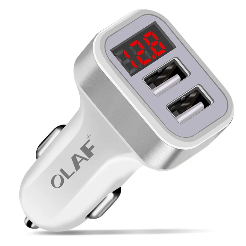 OLAF Dual USB Автомобильное зарядное устройство светодиодный цифровой дисплей gps авто Быстрая Зарядка адаптер USB зарядное устройство s для samsung Xiaomi планшет автомобильное зарядное устройство