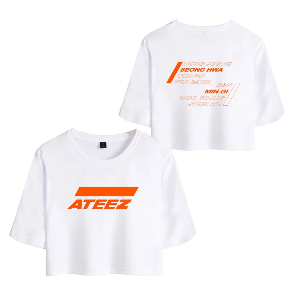 

ATEEZ Tops Crops Print Summer Shorts T-shirt Women Sexy Pop Clothes 2019 Hot Sale Casual Harajuku Plus Size XXL