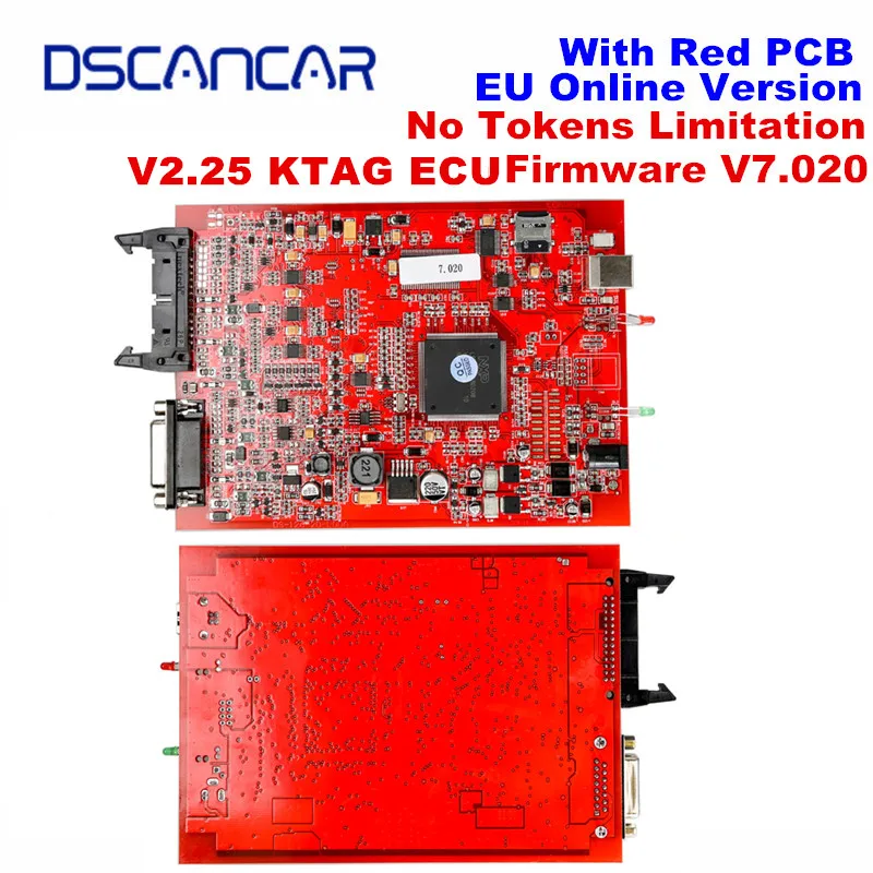 V2.25 KTAG EU Online Version Firmware V7.020 K-TAG Master with Red PCB No Tokens
