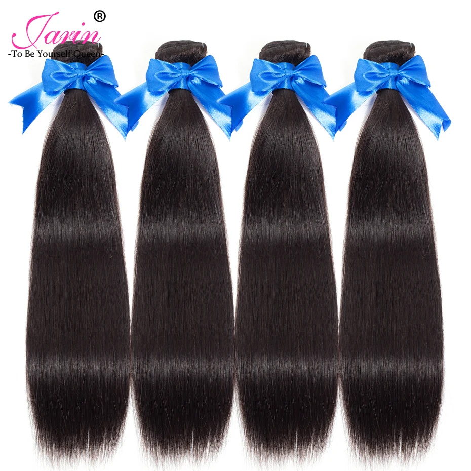 

JARIN Human Hair 4 Bundles Peruvian Straight Hair 8 to 28 Natural Black Thick Weft 100G/pc Can Be Full Head Remy Weave #1B