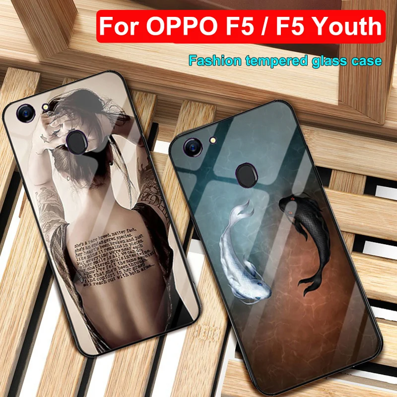 

For OPPO F5 F5Youth case 6.0" Tempered TPU Frame Glass Hard Back Cover For OPPO F5 F 5 Youth phone case OPPOF5 bumper Cases