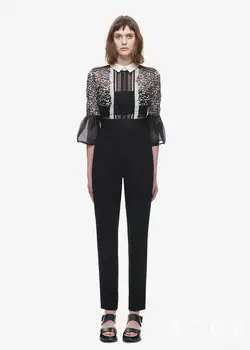 

2020 Autumn Half Sleeve Romper custom black sexy women jumpsuit 2017 summer runway lace hollow-out jumpsuits