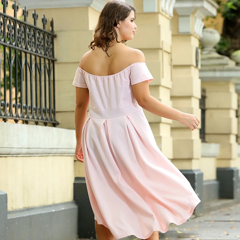 Sexy-Off-the-Shoulder-Hem-Summer-Slash-Neck-Short-Sleeve-Dress-Ladies-Party-Solid-dovetail-Female-Plus-Size-Dress-DR0118 (3)