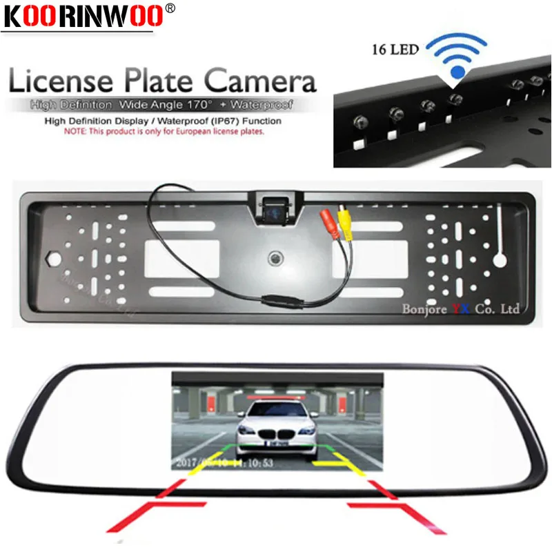 

Koorinwoo Universal Car Parking Assistance Kit 4.3" TFT LCD Mirror Screen Display Monitor European Rear View Backup Camera Blind