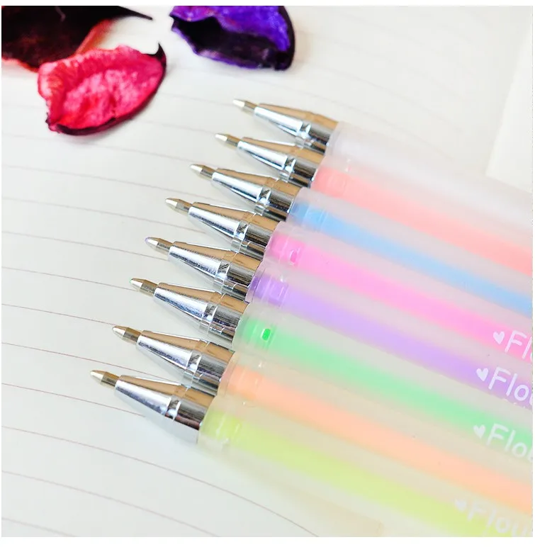 8 шт./компл. 0,8 мм гелевые ручки прозрачный Цвет хорошее Материал школьные канцелярские принадлежности шариковая гелевая ручка маркер карандаш