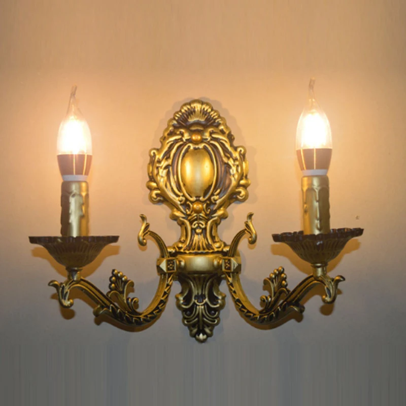 

Vintage European iron candle bronze wall lamp home deco rustic antique DIY aluminum E14 bulb wall sconce light fixture