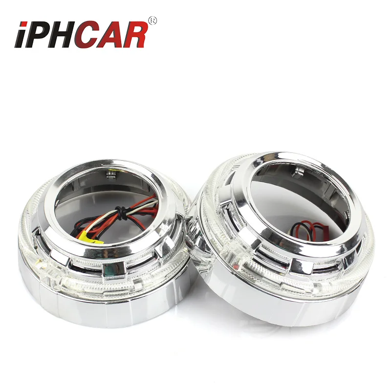 

IPHCAR Car Styling LED Angel Eyes Headlight Bi-xenon Hid Projector Lens Shroud Light for Q5Hella H1 Projector Lens Free Shipping