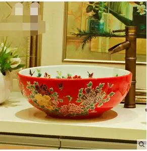 

Jingdezhen lines Round the stage basin European country basin The sink basin art basin