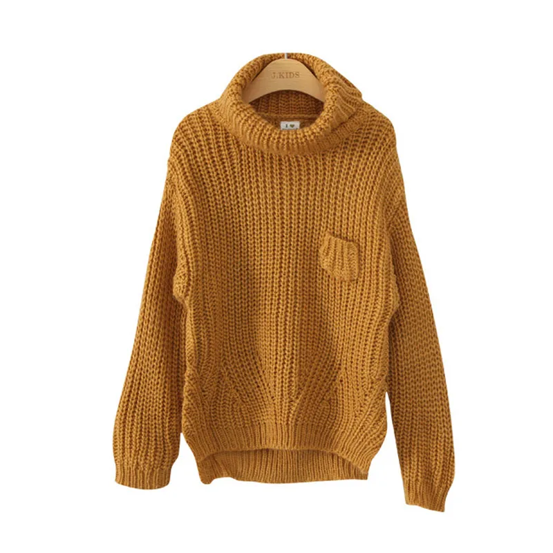 

MAGGIE'S WALKER Girls Winter Turtleneck Knit Sweater Children Knit Fashion Tops Teenage Brown Pullover Sweaters
