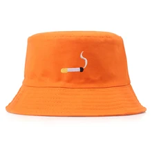 Шляпа в виде сигареты с вышивкой в рыбацком стиле, шляпа-ведро в стиле хип-хоп, плоская шляпа черного и оранжевого цвета для мужчин и женщин