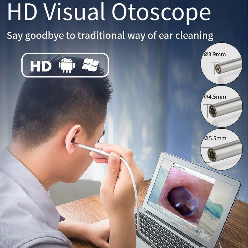 

Ear Cleaning Endoscope USB Camera HD 1080P Waterproof Visual Ear Spoon 5.5 / 4.5 / 3.9MM Mini Probe Phone PC Ear pick Otoscope
