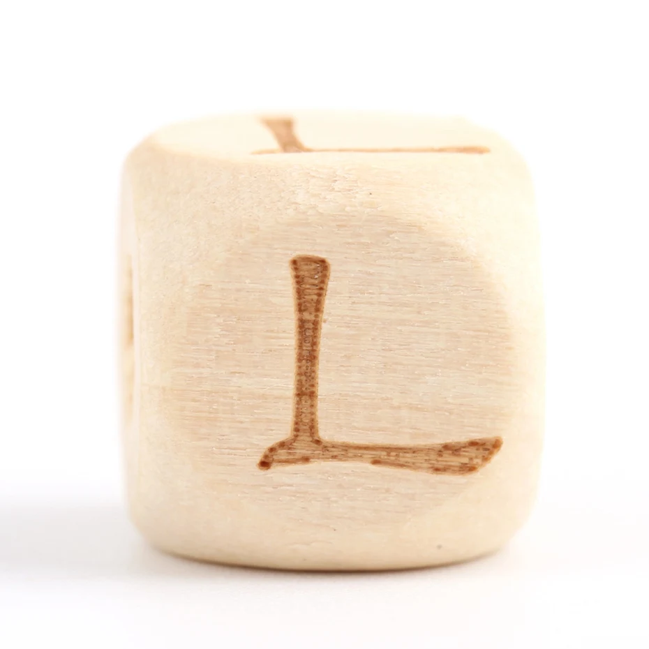 Mamihome 50 шт. 12 мм деревянные английские буквы бусины, прорезыватель BPA бесплатно DIY Соска-подвеска грызунов деревянные пустые детские товары - Цвет: Letter L