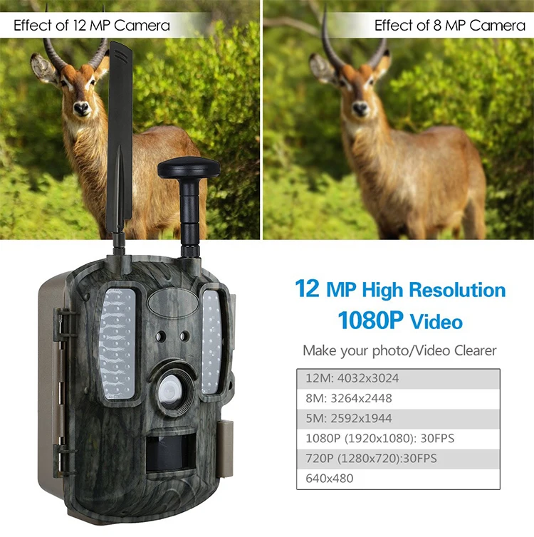 4G FDD-LTE GPS Hunting Trail Camera Sending Original 5MP Pictures & 30s 1080P HD Video Via SMTP and FTP with APP Waterproof IP66_F3