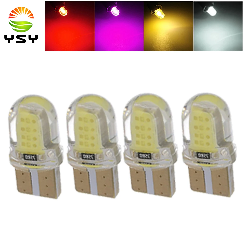 

YSY 4PCS t10 led White License Light Bulbs t10 led 194 168 W5W COB 8SMD Led Parking Bulb Auto Wedge Clearance Lamp Silica