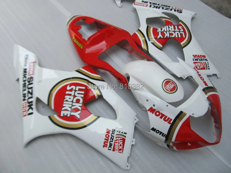 

Motorcycle Fairing kit for SUZUKI GSXR1000 03 04 GSXR 1000 GSX-R1000 K3 2003 2004 LUCKY STRIKE red white ABS Fairings set SD60