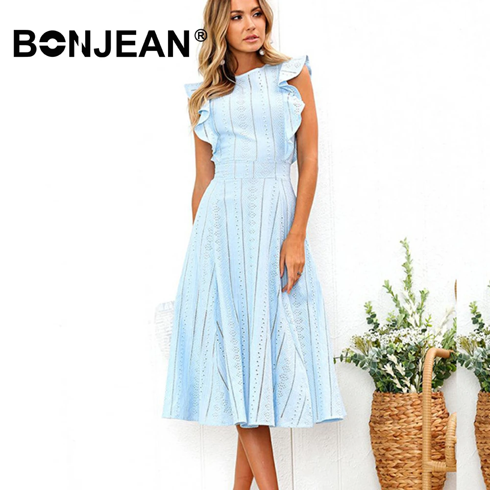 

Blue White Lace Dress Vestido Midi Summer Woman Dress Elegant Evening Party Ladies Ruffle Formal Robe Femme Longue Sukienka Z005