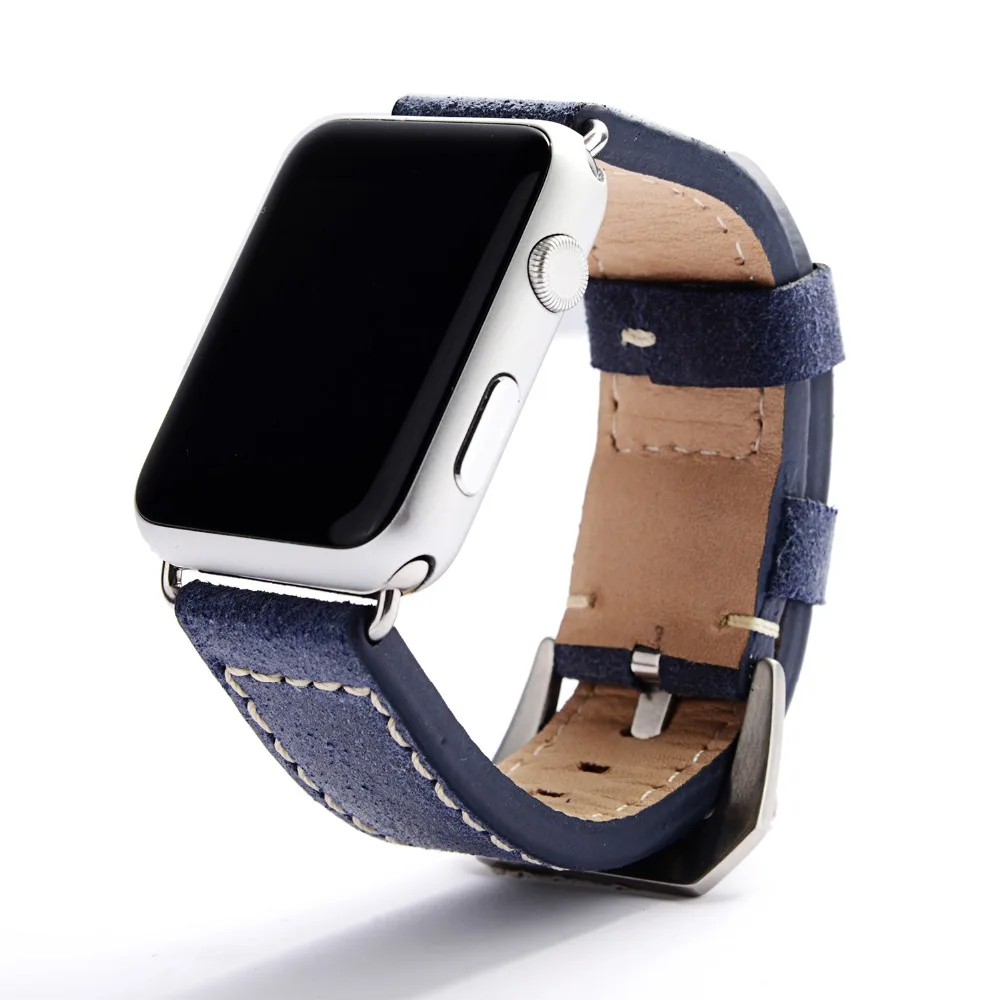 Италия натуральной телячьей Crazy Horse кожаный ремешок для 38 мм 42 мм iWatch Apple Watch Series 1 2 3 Винтаж ремешок на запястье коричневый