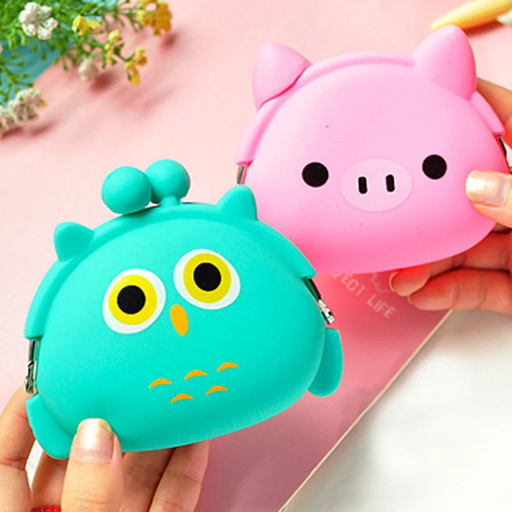 New Fashion Lovely Kawaii Candy Color Cartoon Animal Women Girls Wallet Multicolor Jelly Silicone Coin Bag Purse Kid Gift