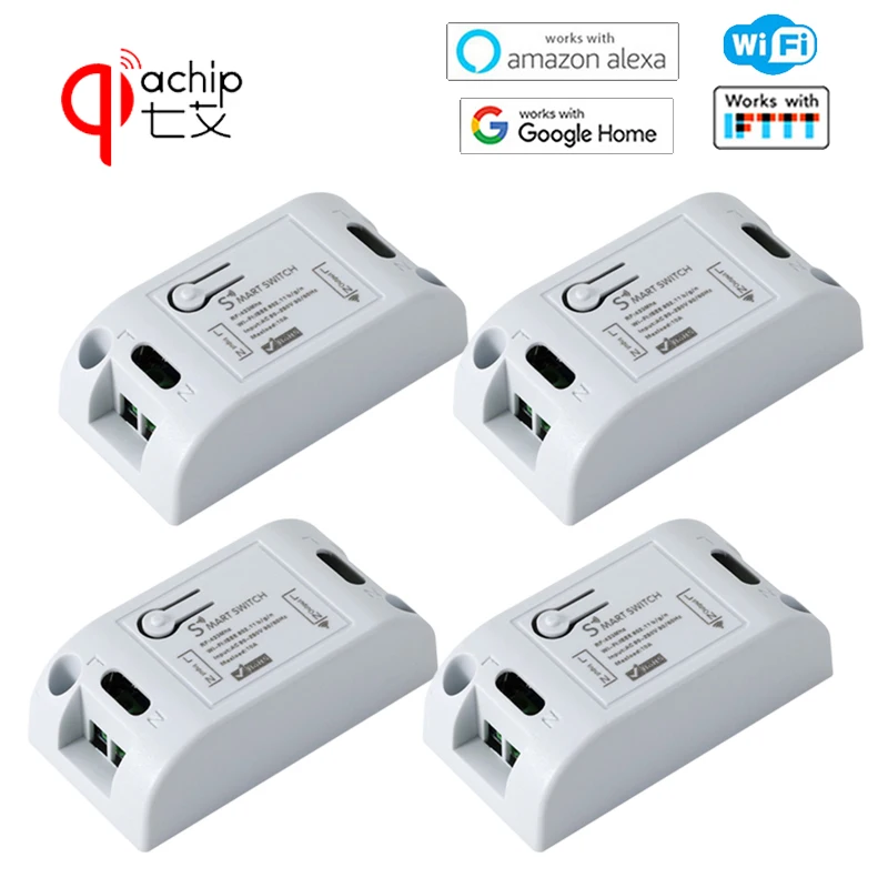 

QIACHIP 433Mhz RF Relay Module 2.4Ghz Smart Home Wifi Wireless Automation Timer Remote Controll Switch 1/2/4