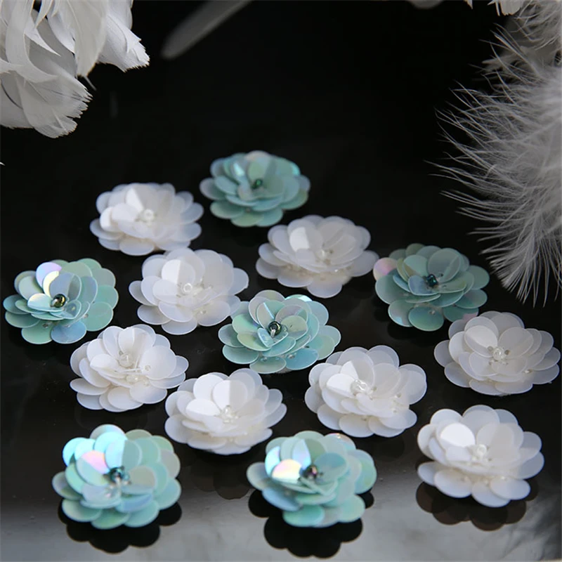 New Year Small Applique Patch 3D Beading Flower Sequin Crystal