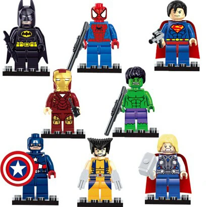 

Super Heroes Figures 8pcs/lot Iron Man Hulk Batman Thor Building Blocks Sets Minifigure Toys Bricks Compatible with Lego Marvel