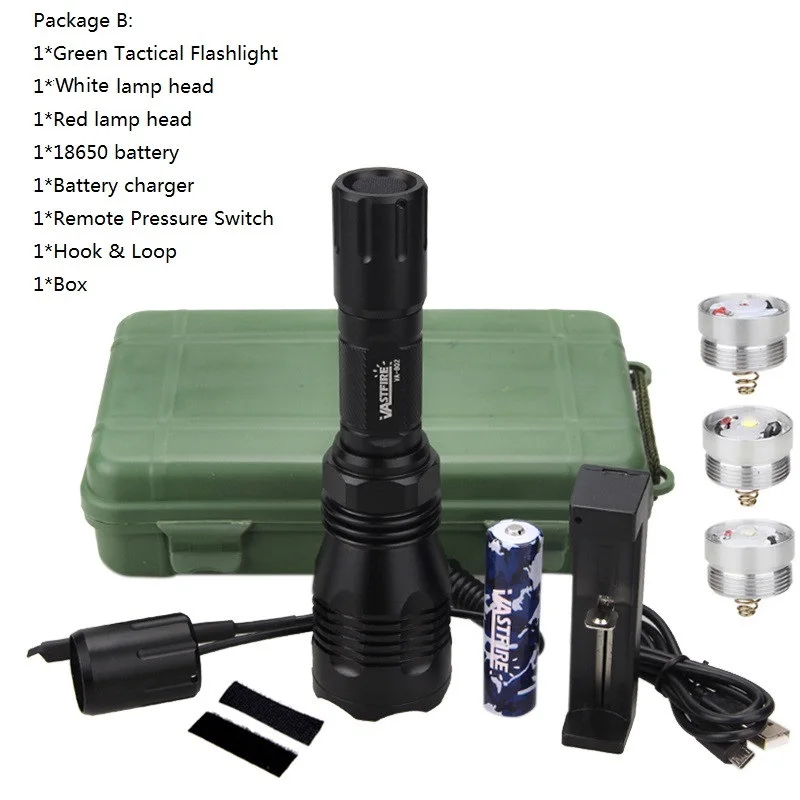 Modo ao ar Livre à Prova Luzes da Tocha Luz para 18650 Vastfire Branco Vermelho Cor Verde Caça Luz 1 Dwaterproof Água Led Tactical Arma 802 - 3 luz 1 modo ao ar livre à