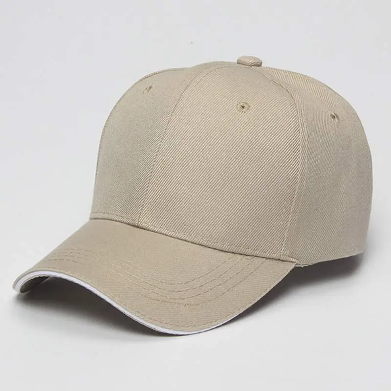 Women Men's Twill Baseball Caps Plain Sandwich Bill Cap 6 Panel Brown Orange Yellow Red Blue Beige Grey Wine Pink Size 58cm 5