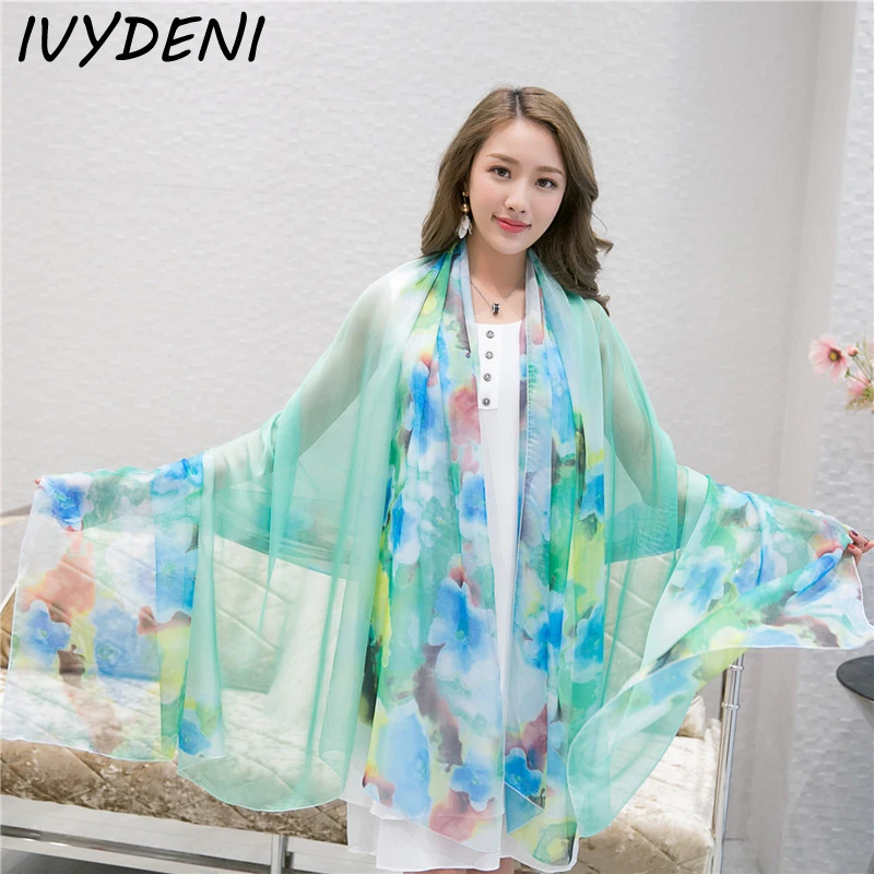 196*146cm 2017 Summer Chiffon Scarf Shawl Elegant Ladies Long Silk
