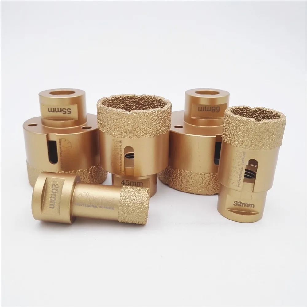 Kopen DIATOOL 5 stks set vacu uuml;mgesoldeerde diamant boor core bits met 15mm Tanden 20 32 45 55 68mm hole saw graniet marmer keramische tegels