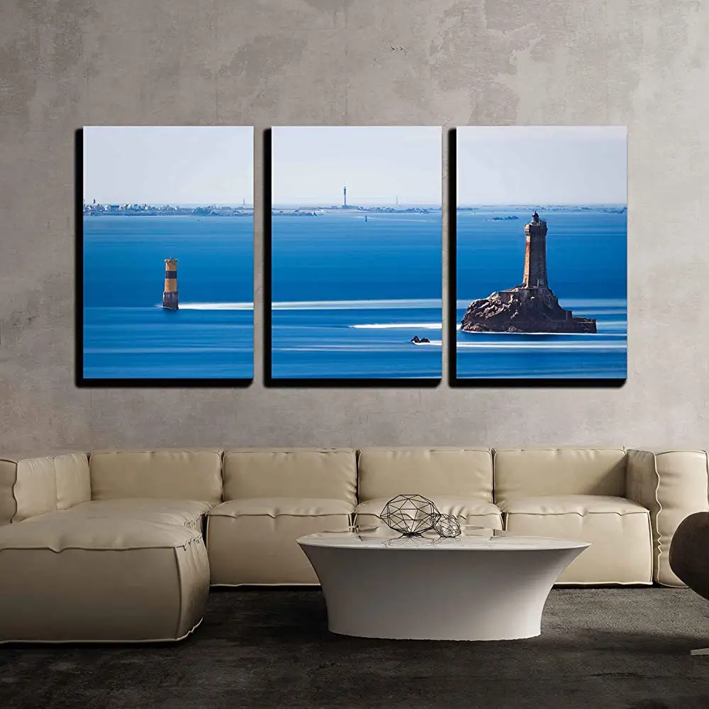 Панно из 3 частей Art Phare de la Vieille at Point du Raz Brittany Франция Современный домашний декор